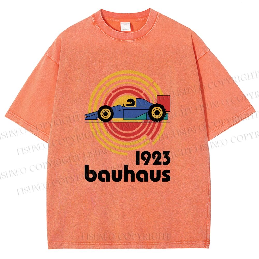 Unisex Bauhaus Racing Car Printed Washed Tee