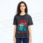 Unisex Japan Octopus Printed Washed Tee