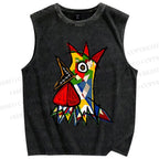 Unisex Cocorico Printed Washed Tank Top