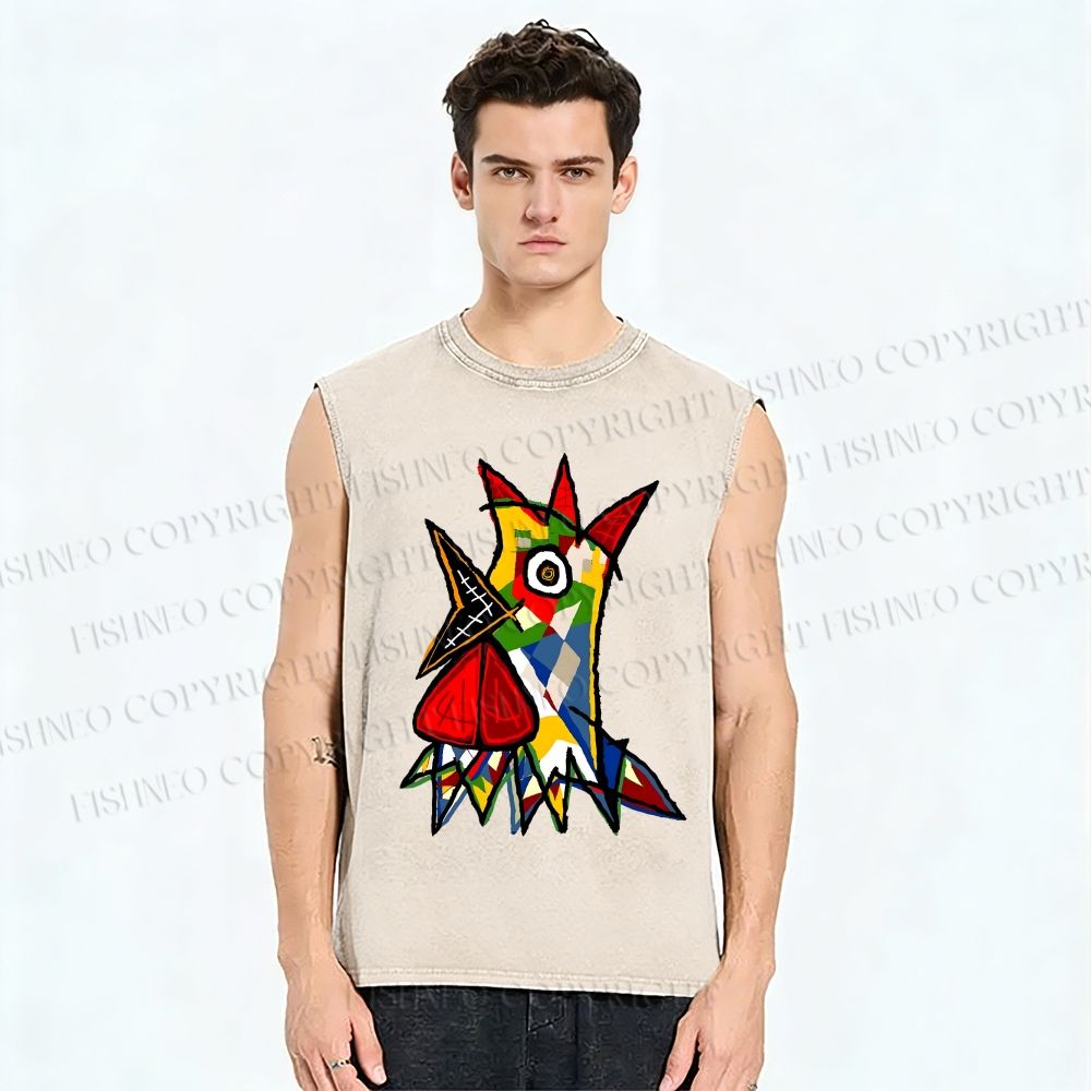 Unisex Cocorico Printed Washed Tank Top