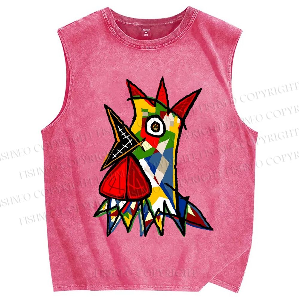 Unisex Cocorico Printed Washed Tank Top