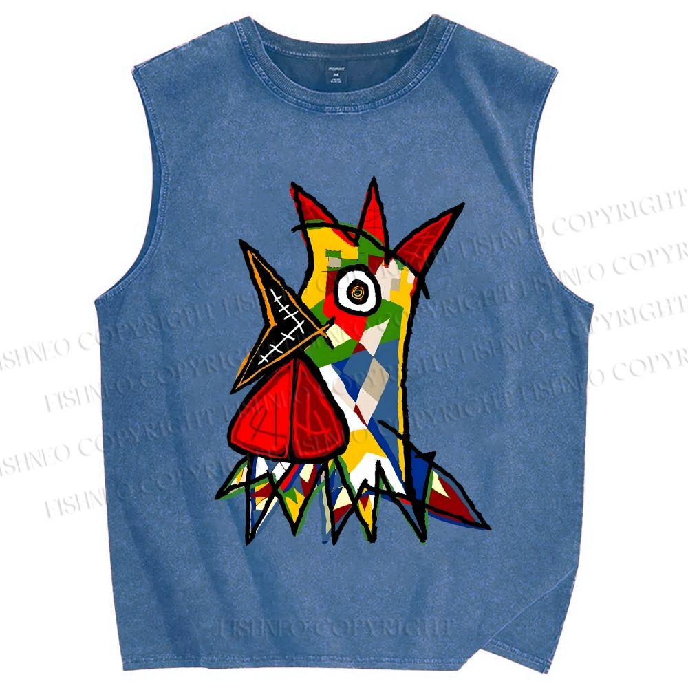 Unisex Cocorico Printed Washed Tank Top