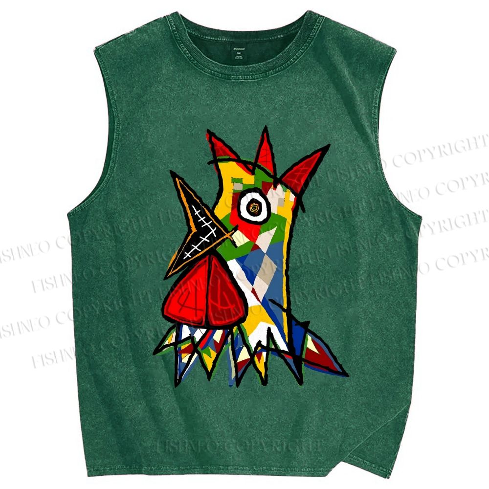 Unisex Cocorico Printed Washed Tank Top