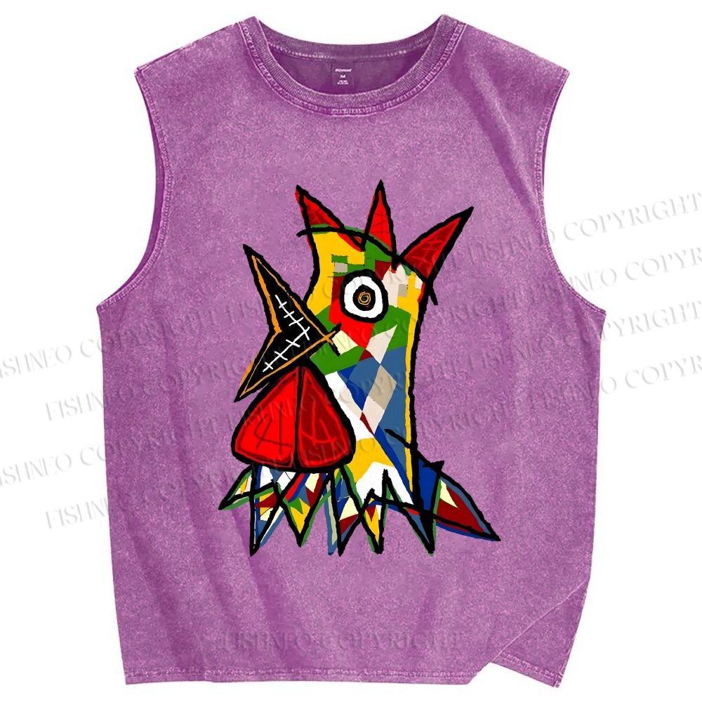 Unisex Cocorico Printed Washed Tank Top