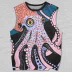 Unisex Vintage Giant Octopus Printed Tank Top