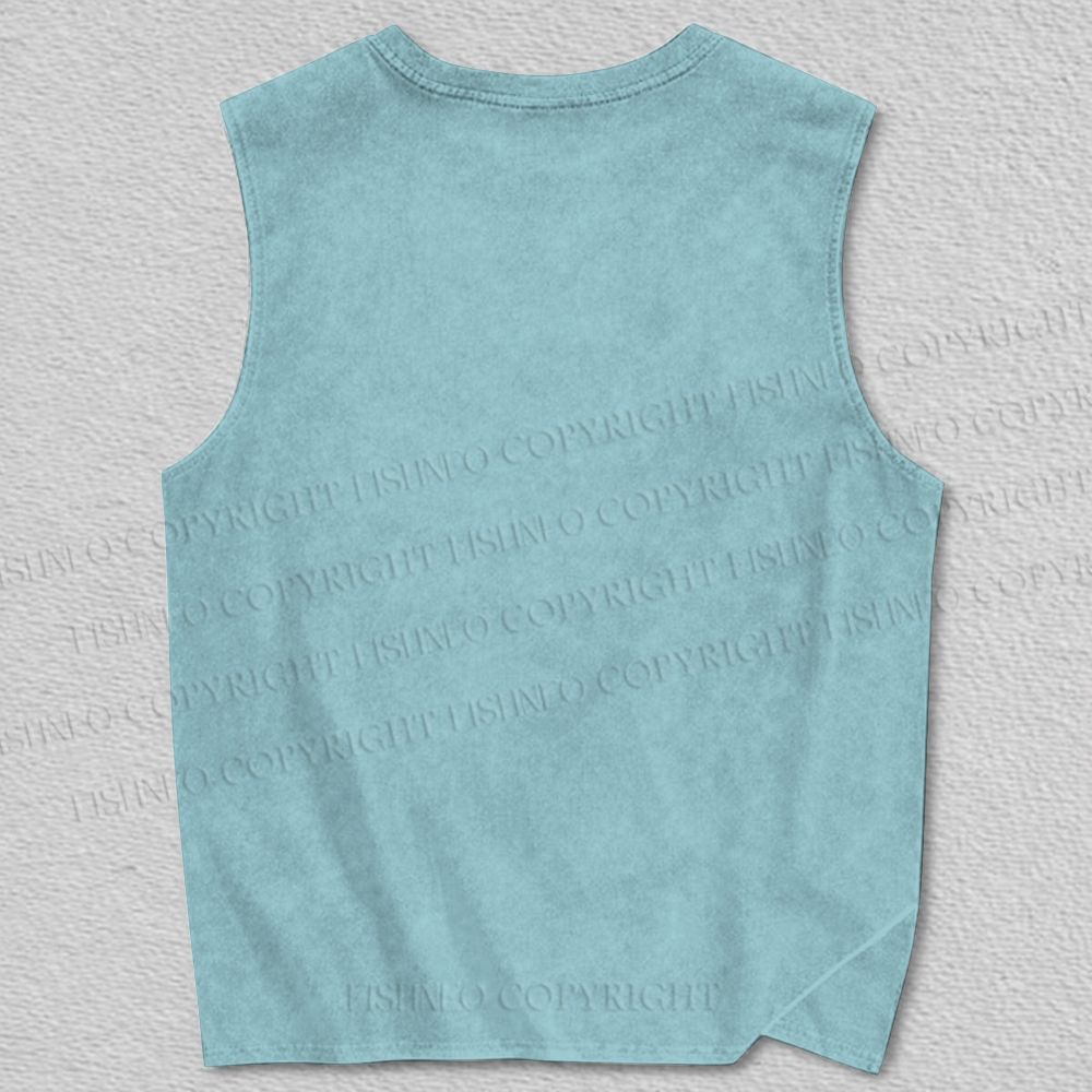 Unisex Black Panther With Blue Flowers Printed Tank Top
