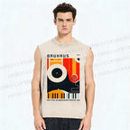 Unisex Bauhaus Instrument Printed Washed Tank Top