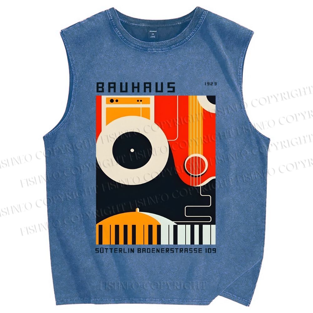 Unisex Bauhaus Instrument Printed Washed Tank Top