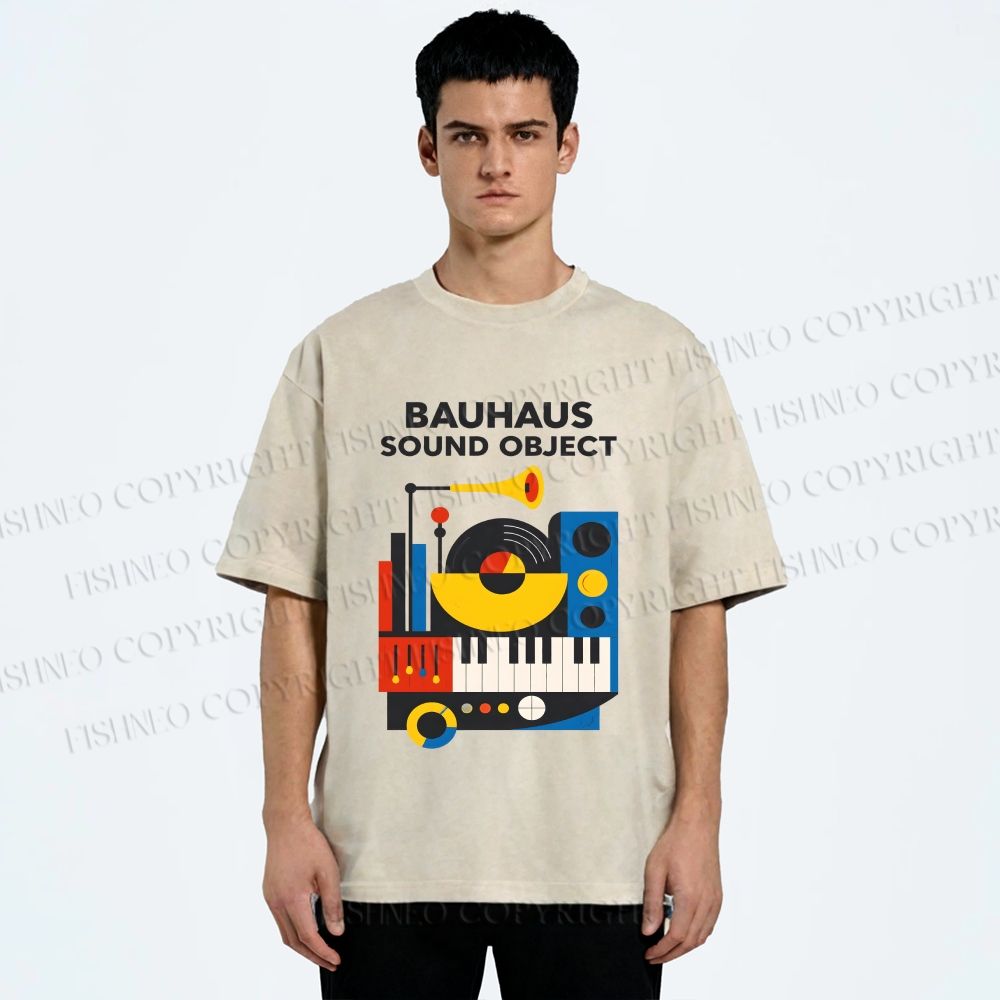 Unisex Bauhaus Sound Object Printed Washed Tee