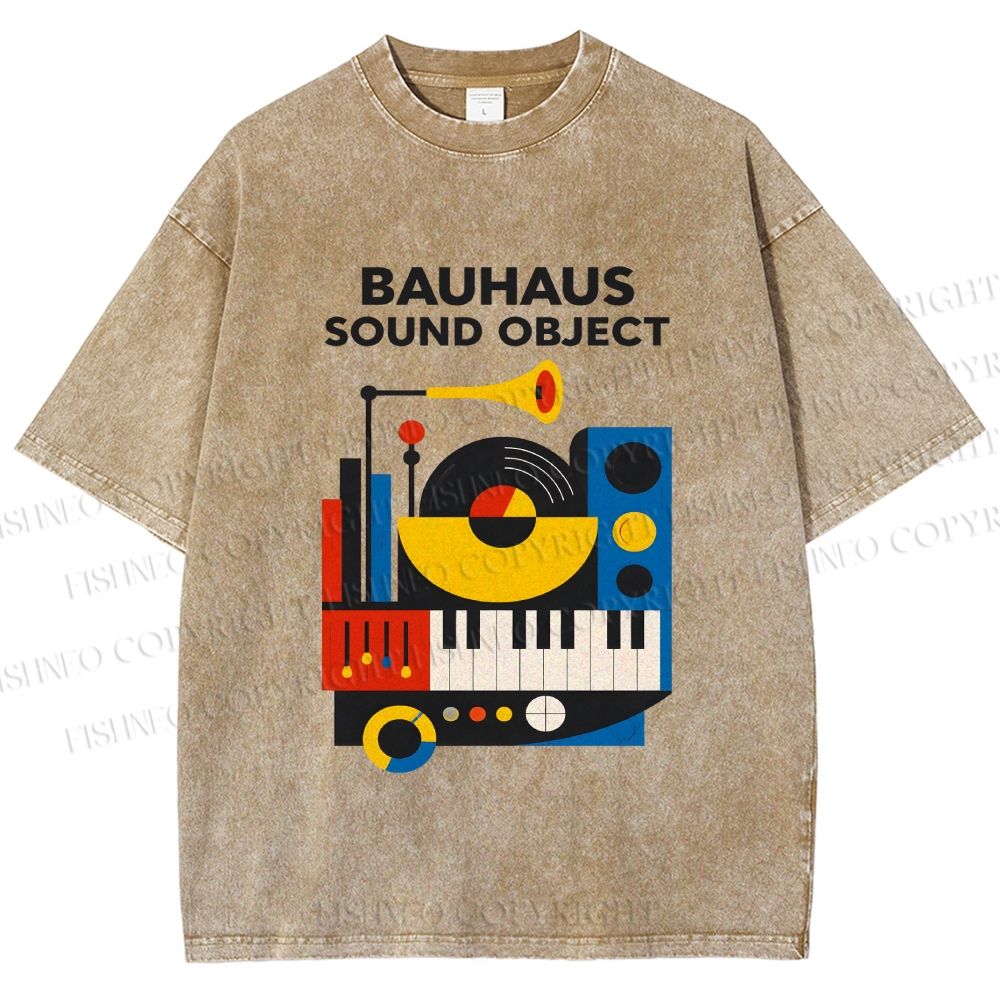 Unisex Bauhaus Sound Object Printed Washed Tee
