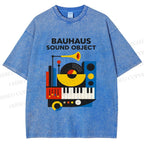 Unisex Bauhaus Sound Object Printed Washed Tee
