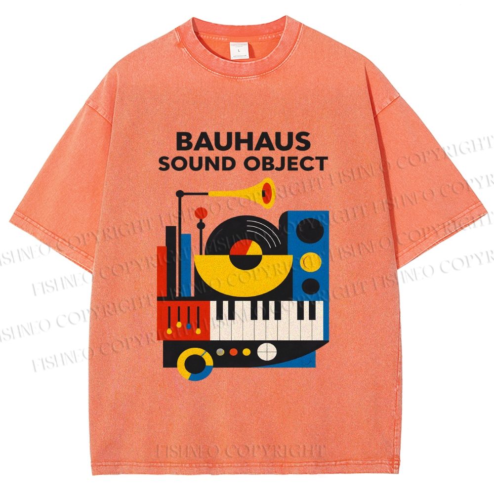 Unisex Bauhaus Sound Object Printed Washed Tee