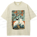 Unisex Vintage Cats Printed Washed Tee