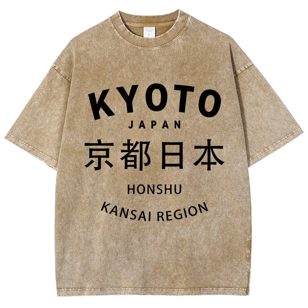 Kyoto Japan Honshu Kansai Region Vintage Wash Japanese Design T-Shirt