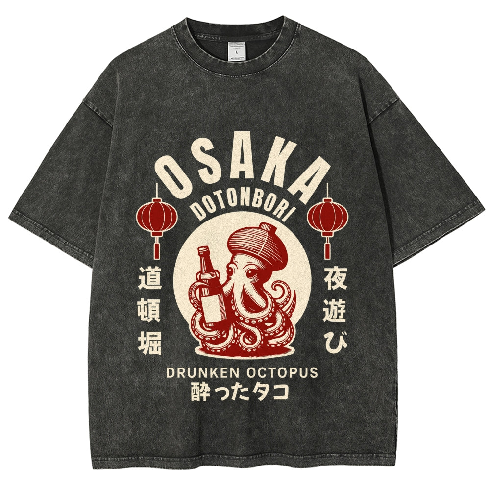 Osaka Drunken Octopus Vintage Washed T-shirt