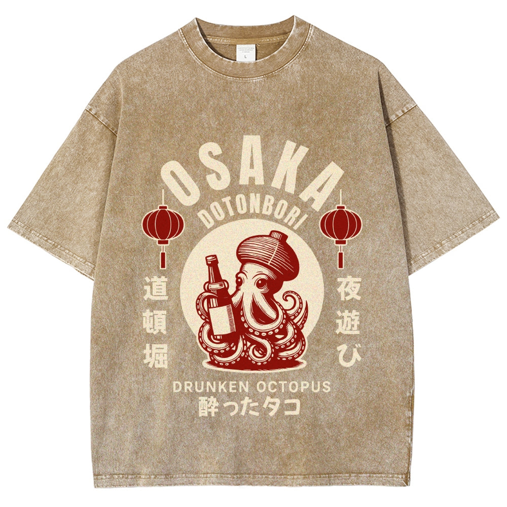 Osaka Drunken Octopus Vintage Washed T-shirt