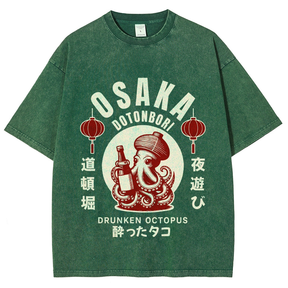 Osaka Drunken Octopus Vintage Washed T-shirt