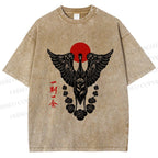 Unisex Japanese Crane Ichigo Ichie Printed Washed Tee