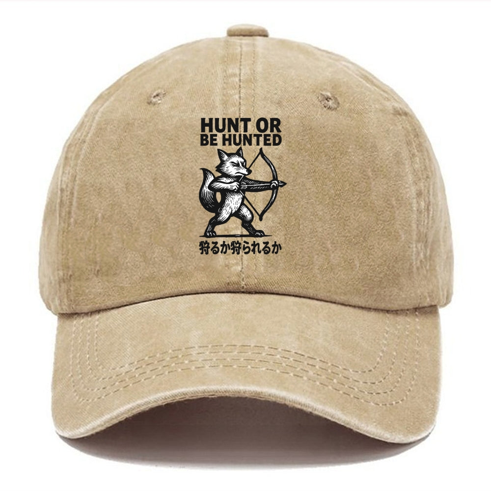 Hunt or Be Hunted - Fox drawing bow and Washed Cap