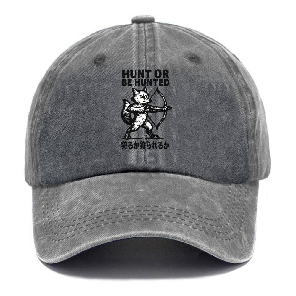 Hunt or Be Hunted - Fox drawing bow and Washed Cap