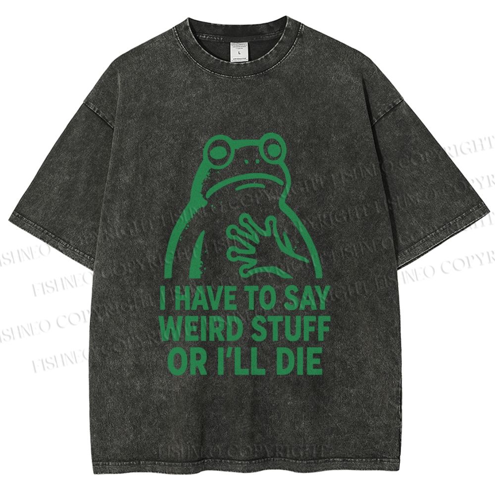 Unisex Weird Frog Funny Meme Printed Washed Tee