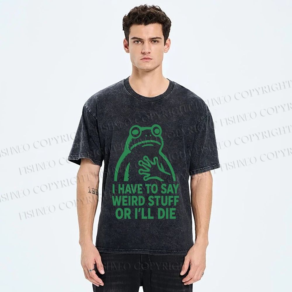 Unisex Weird Frog Funny Meme Printed Washed Tee