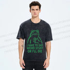 Unisex Weird Frog Funny Meme Printed Washed Tee