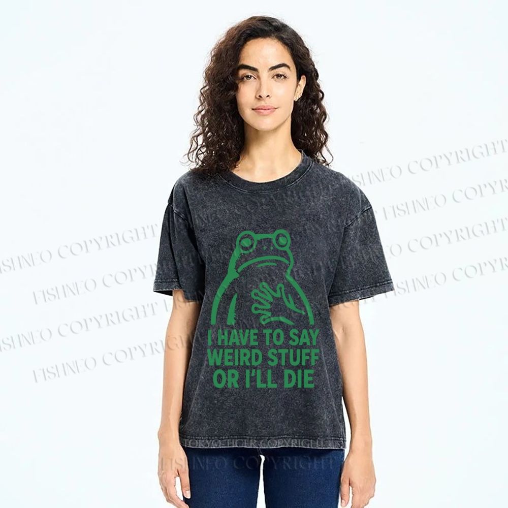 Unisex Weird Frog Funny Meme Printed Washed Tee