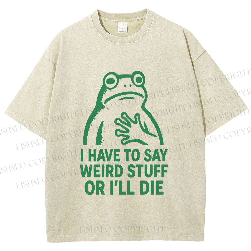 Unisex Weird Frog Funny Meme Printed Washed Tee