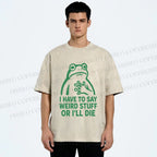 Unisex Weird Frog Funny Meme Printed Washed Tee