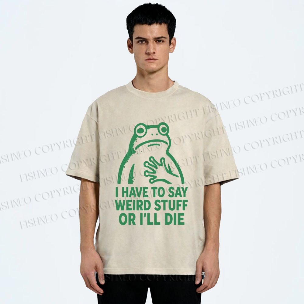 Unisex Weird Frog Funny Meme Printed Washed Tee
