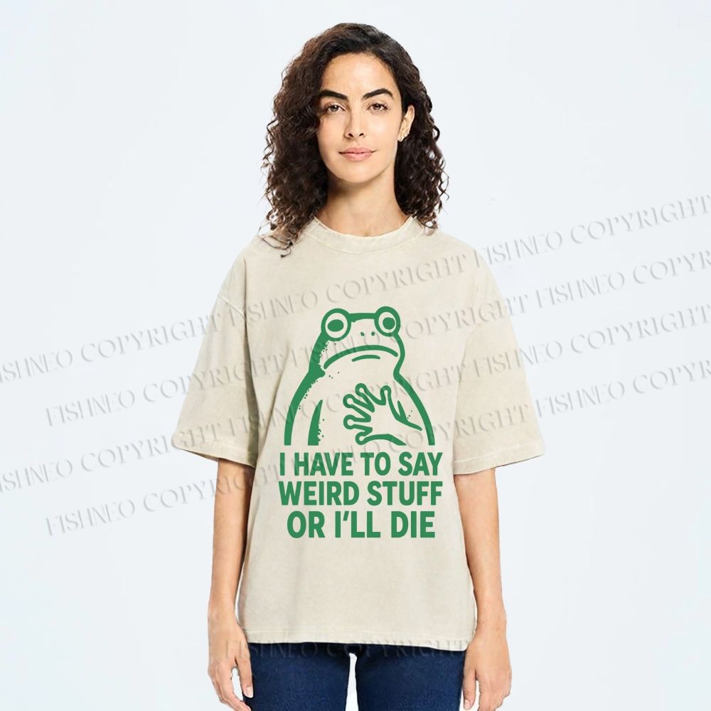 Unisex Weird Frog Funny Meme Printed Washed Tee