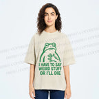 Unisex Weird Frog Funny Meme Printed Washed Tee