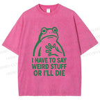 Unisex Weird Frog Funny Meme Printed Washed Tee