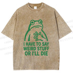 Unisex Weird Frog Funny Meme Printed Washed Tee