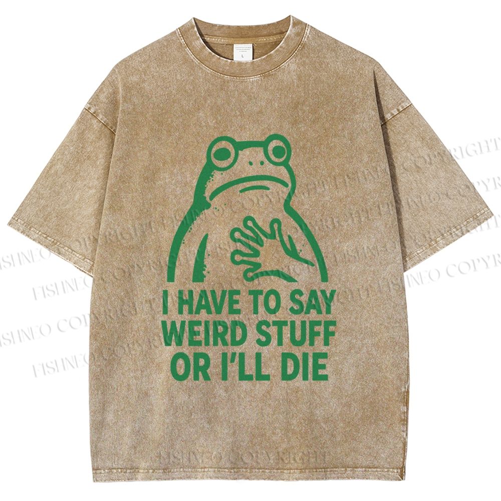 Unisex Weird Frog Funny Meme Printed Washed Tee