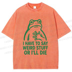 Unisex Weird Frog Funny Meme Printed Washed Tee