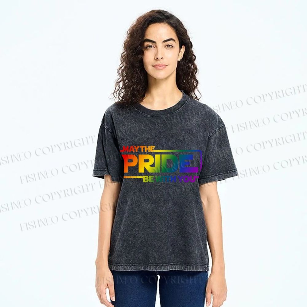 Unisex May The Pride Be With You Printed Washed Tee