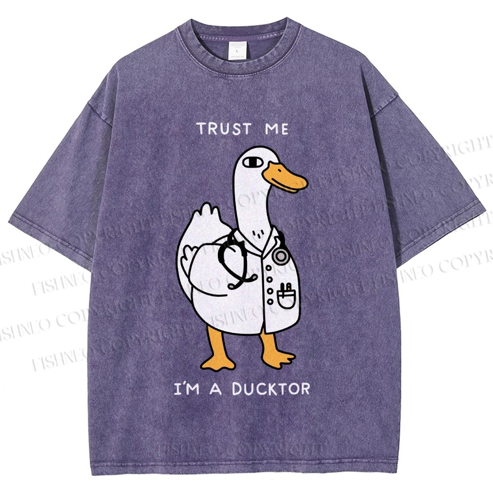 Unisex Trust Me I'm A Ducktor Printed Washed Tee