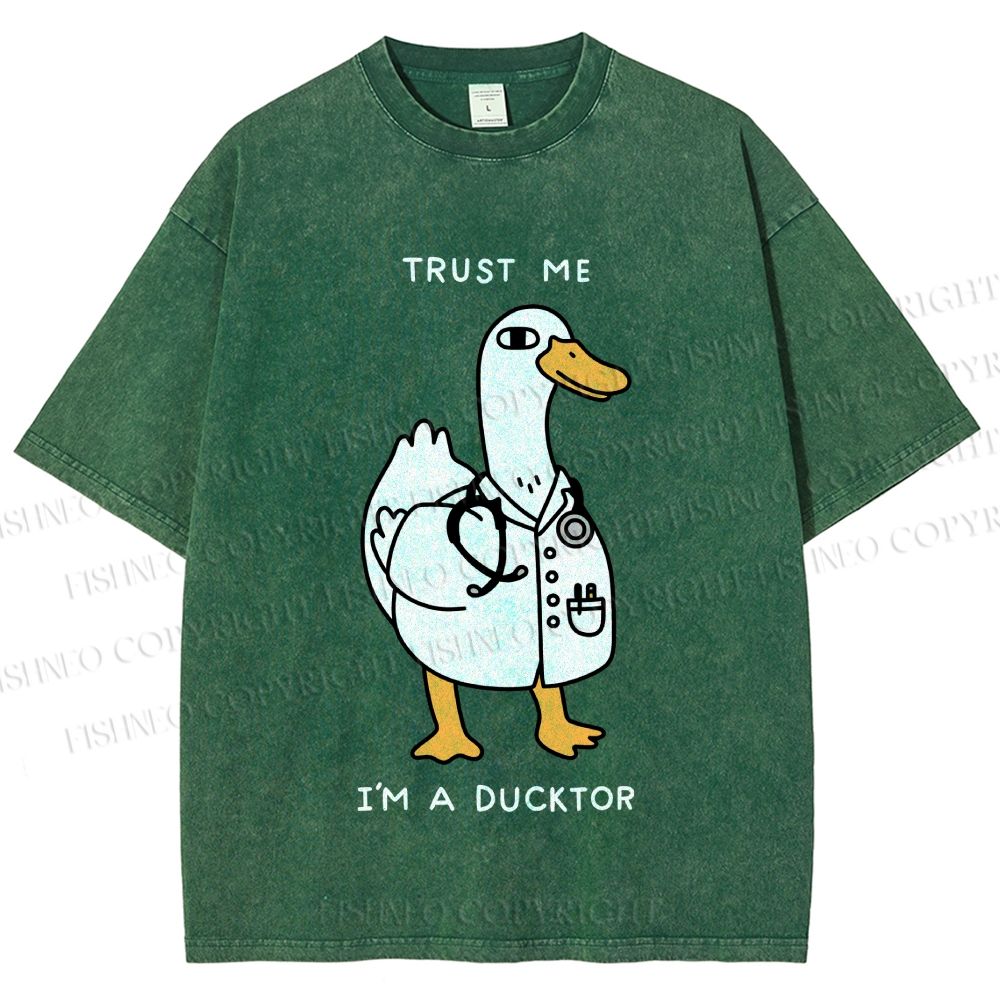 Unisex Trust Me I'm A Ducktor Printed Washed Tee