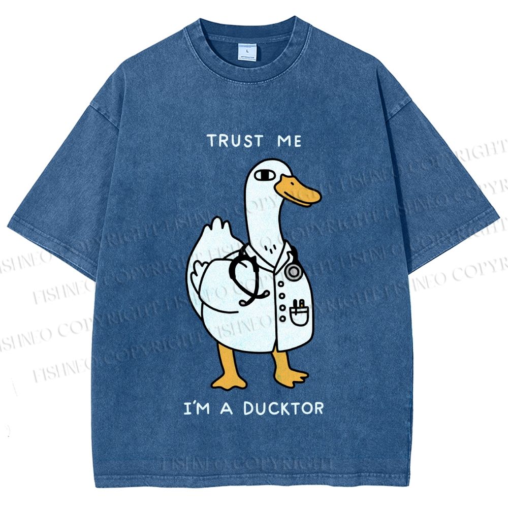 Unisex Trust Me I'm A Ducktor Printed Washed Tee