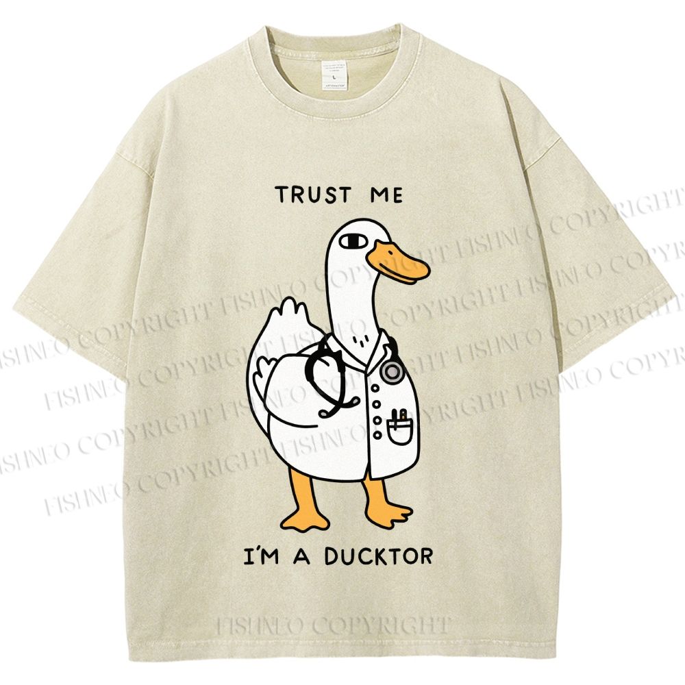 Unisex Trust Me I'm A Ducktor Printed Washed Tee