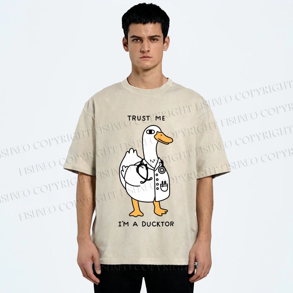 Unisex Trust Me I'm A Ducktor Printed Washed Tee