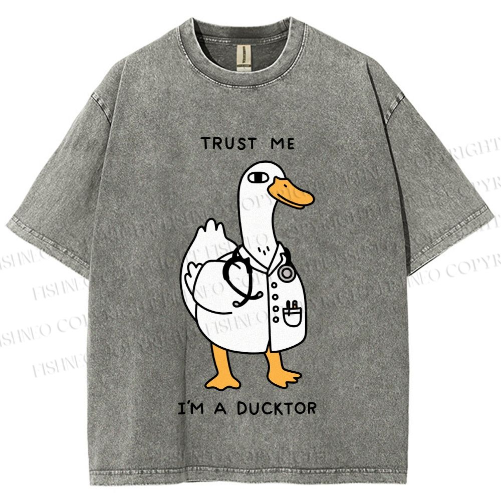 Unisex Trust Me I'm A Ducktor Printed Washed Tee