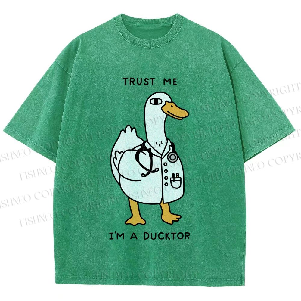 Unisex Trust Me I'm A Ducktor Printed Washed Tee