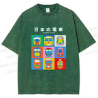 Unisex Japanese Trains Printed Washed Tee