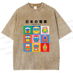 Unisex Japanese Trains Printed Washed Tee