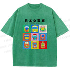 Unisex Japanese Trains Printed Washed Tee
