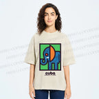 Unisex Cuban Zoo Elephant Printed Washed Tee