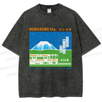 Unisex Numakubo Station Printed Washed Tee